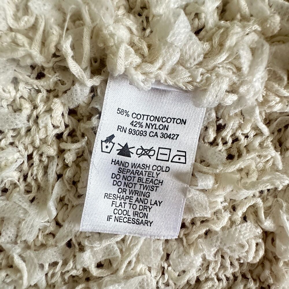 Nic + Zoe Open Cardigan Cream Fuzzy Size M Cropped - Picture 5 of 7